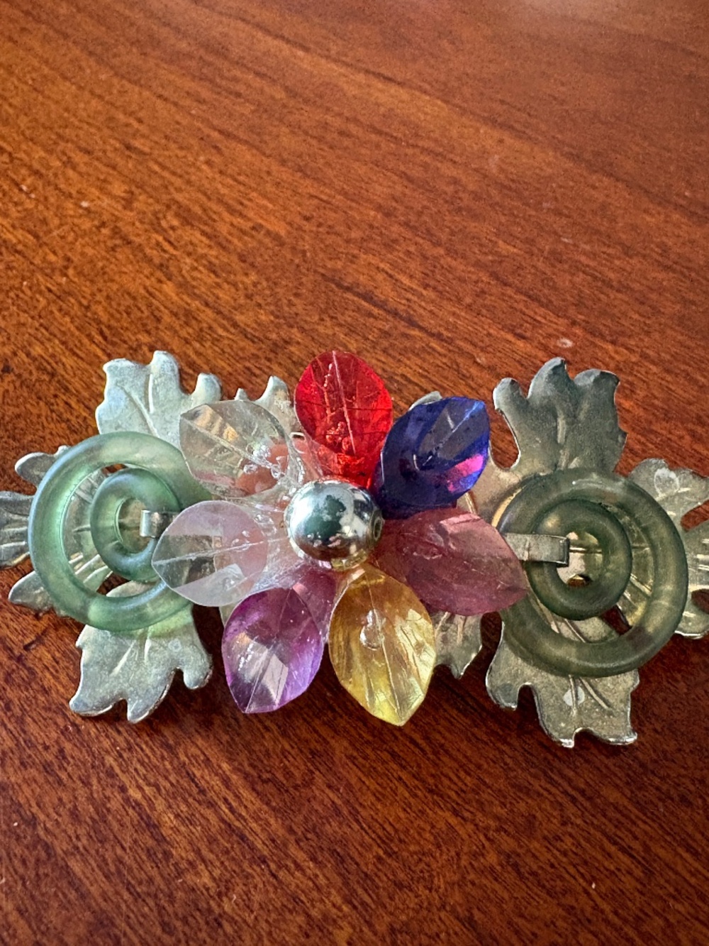 Vintage 1980s Multi-Color Lucite Flower Hair Barrette - Picture 1 of 7